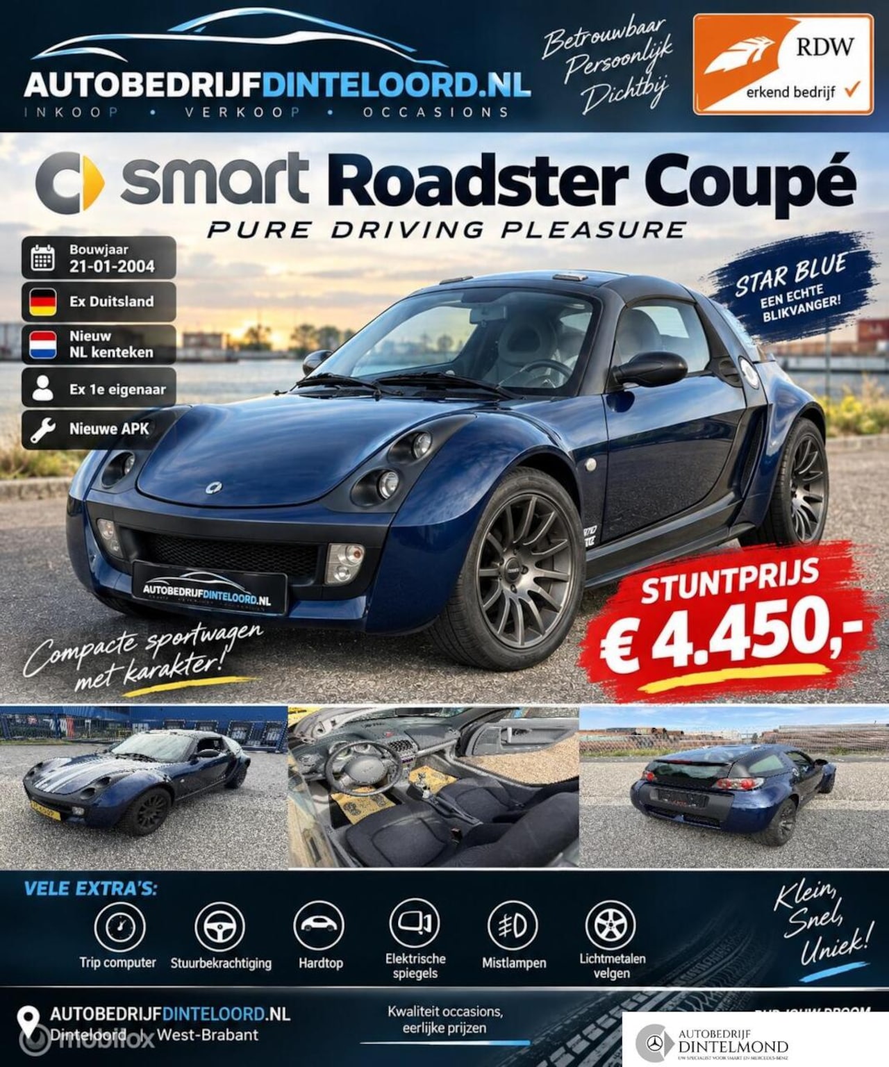 Smart Roadster Coupé - hardtop ex 1e eig. Stuurbekrachtiging - AutoWereld.nl