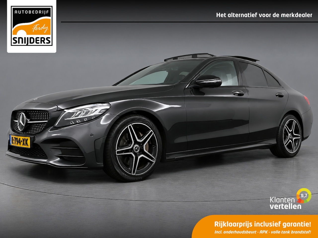 Mercedes-Benz C-klasse - 180 Business Solution AMG 180 Business Solution AMG, Orig.NL | Pano | Navi | Leer | Burmester | Apple Car Play - RIJ - AutoWereld.nl