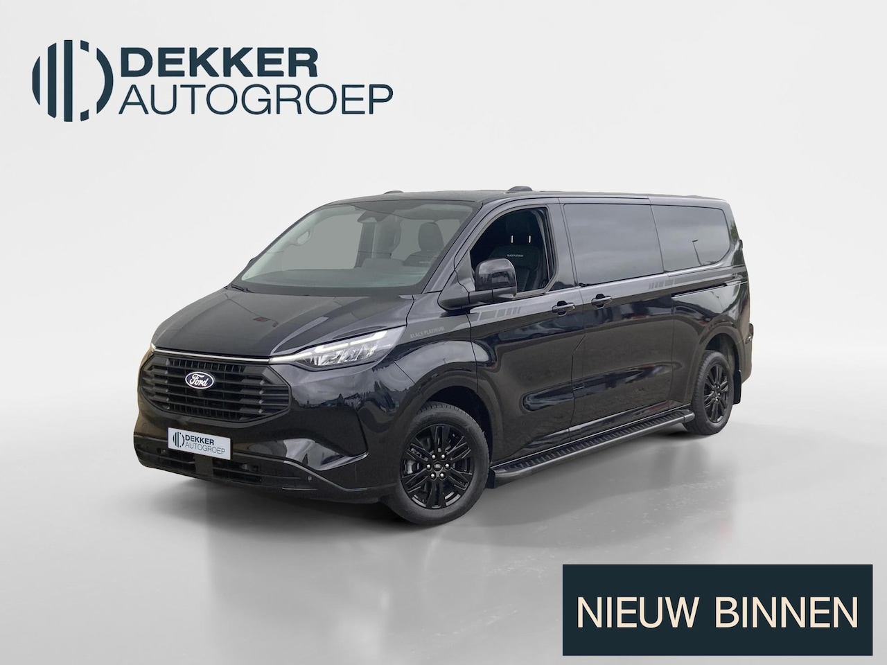 Ford Transit Custom - 320 2.5 PHEV L2H1 Black Platinum DC Dubbele cabine - Lederen bekleding - Sidebars - Stoelv - AutoWereld.nl