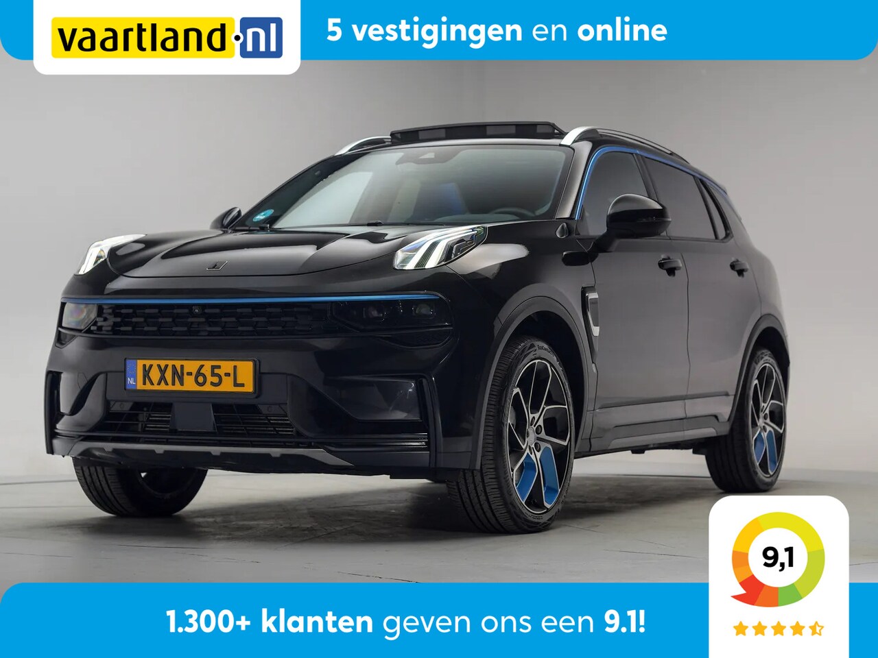 Lynk & Co 01 - 1.5 PHEV MY23 6,6kWh Zwart [ SOH 94,7% ] [ Zwarte hemel 360°cam Apple/Android Pano Navi ] - AutoWereld.nl