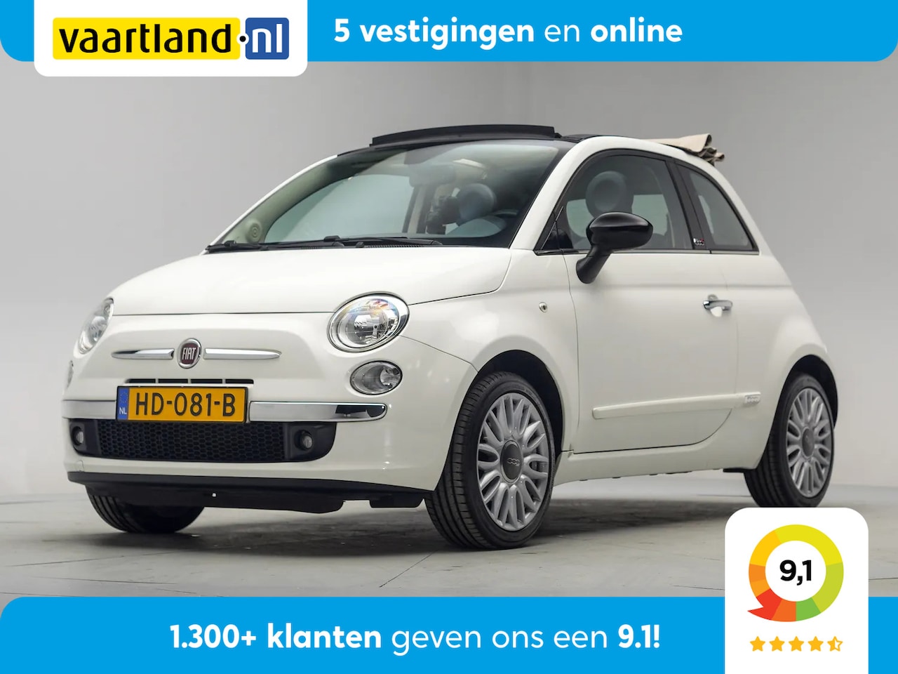 Fiat 500 C - 1.2 Lounge Cabrio [ Leer Climate Navi PDC Lichtmetaal ] - AutoWereld.nl