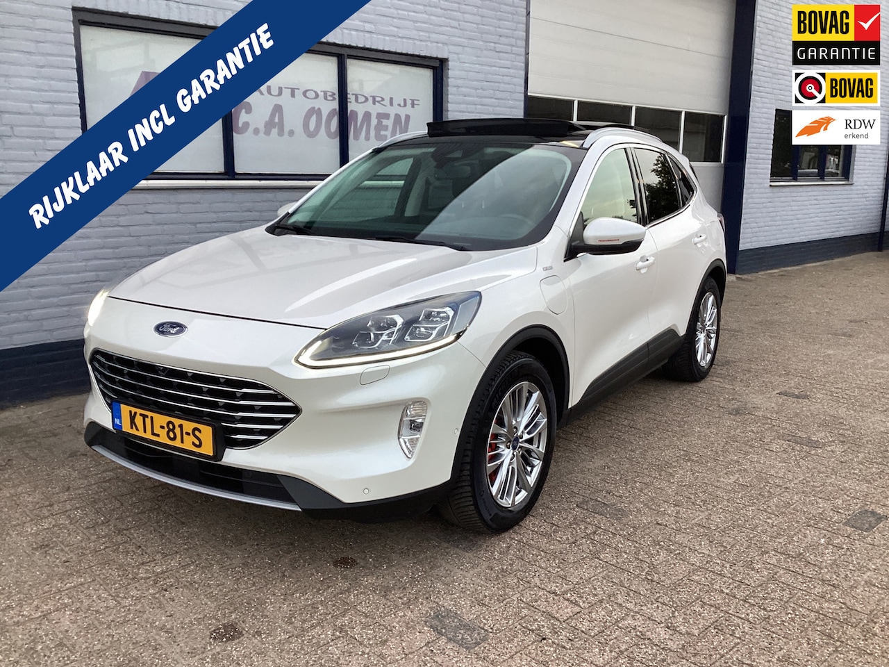 Ford Kuga - 2.5 PHEV Titanium panorama dak Automaat Elektrische trekhaak Parelmoer wit B&O systeem - AutoWereld.nl