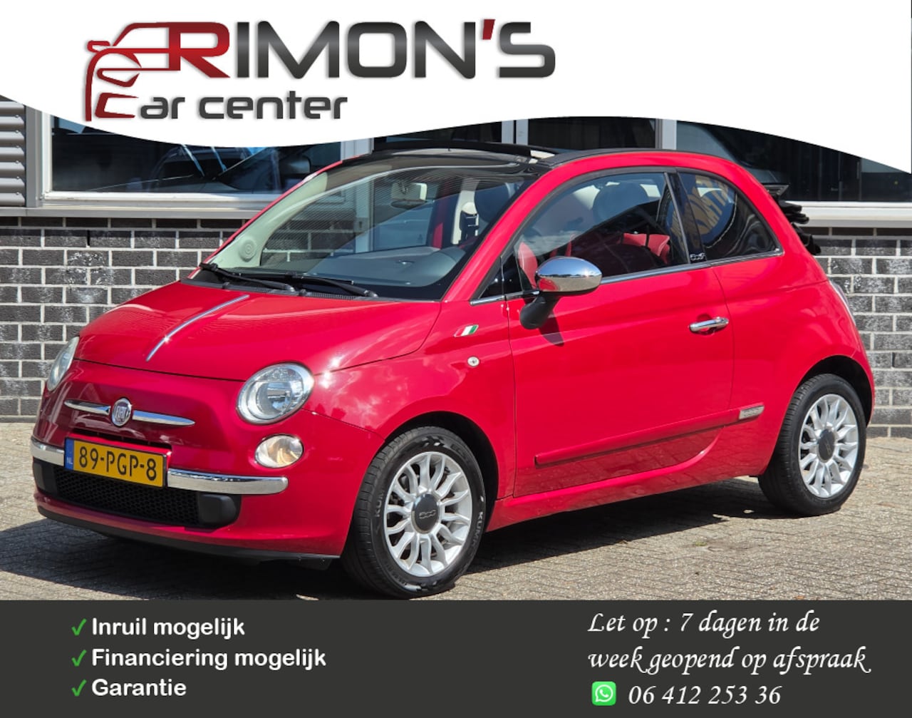 Fiat 500 - 0.9 TwinAir Lounge Cabrio Leder Pdc Nap - AutoWereld.nl