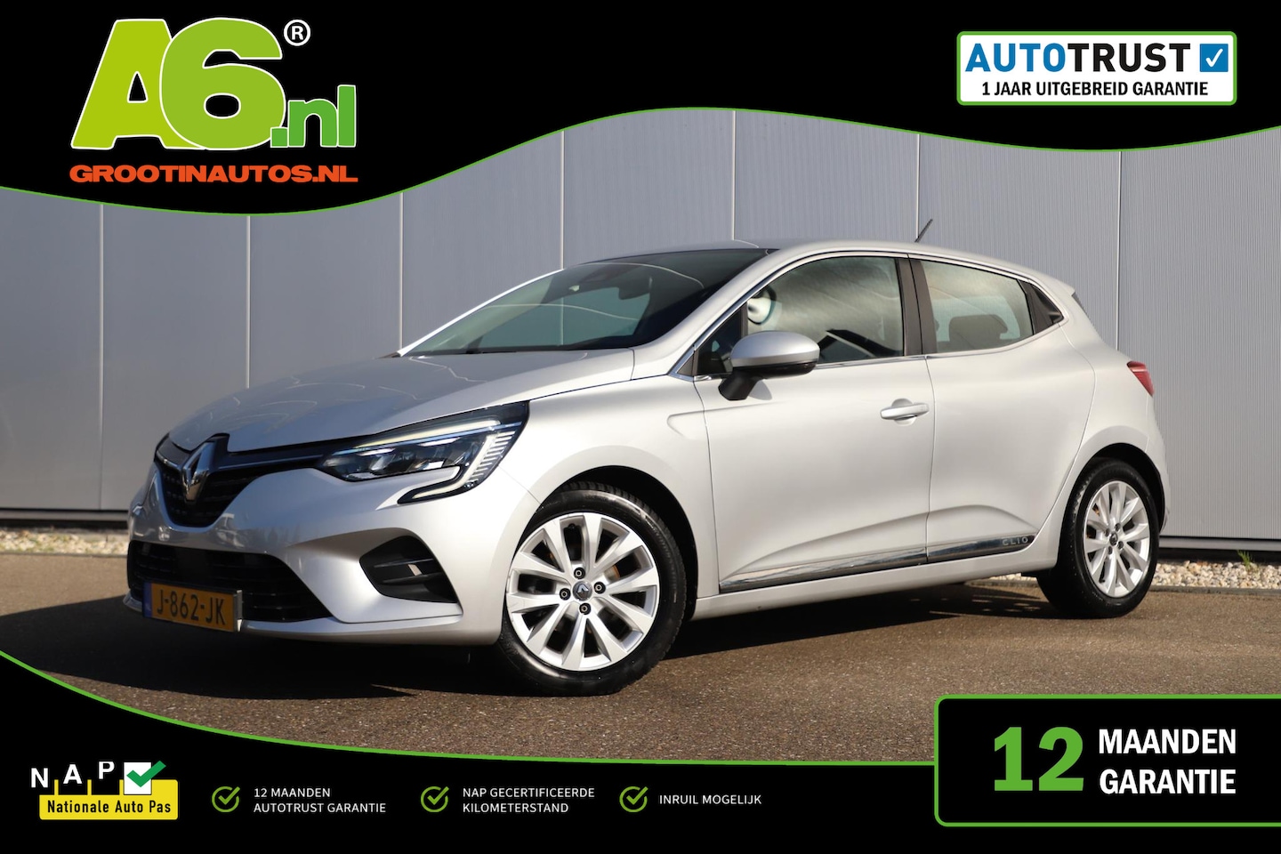 Renault Clio - 1.0 TCe Intens 101PK Half Leder Navigatie Carplay Android Climate Cruise Control LMV Parke - AutoWereld.nl