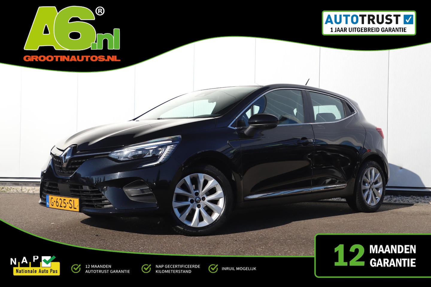 Renault Clio - 1.0 TCe Intens 101PK Half Leder Navigatie Carplay Android Climate Cruise Control Parkeerse - AutoWereld.nl