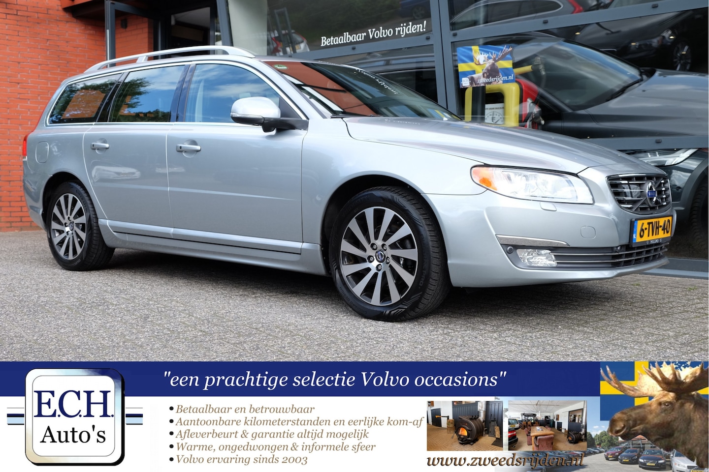 Volvo V70 - 2.0 D4 181 pk Nordic+ Schuifdak, Leer, Trekhaak, Xenon - AutoWereld.nl