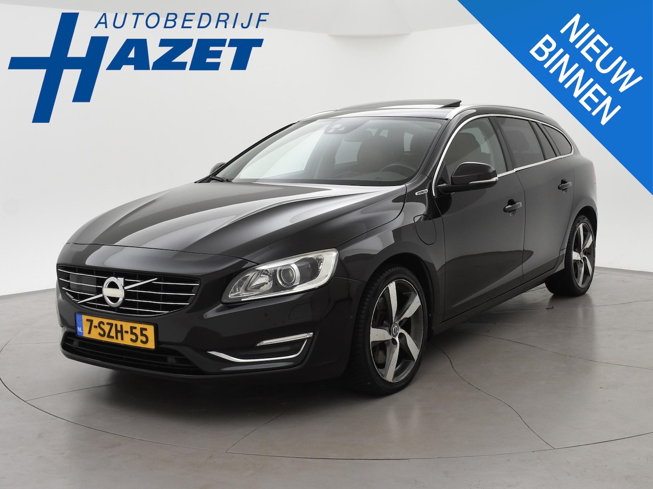 Volvo V60 - 2.4 D6 AWD PLUG-IN AMBER BLACK + COGNAC LEDER | ADAPTIVE CRUISE | SCHUIFDAK | TREKHAAK | H - AutoWereld.nl