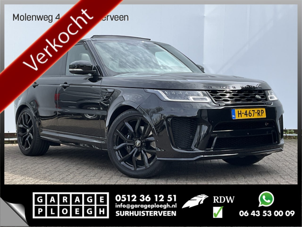 Land Rover Range Rover Sport - 5.0 V8 SC SVR 575 Carbon Santorini Black 22" Full Package - AutoWereld.nl