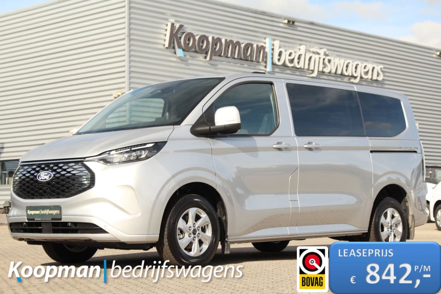 Ford Transit Custom - E-Transit 320 L1H1 Kombi Limited | 9 persoons | 71kWh | 100kW/136pk | Trekgewicht 2300kg | - AutoWereld.nl