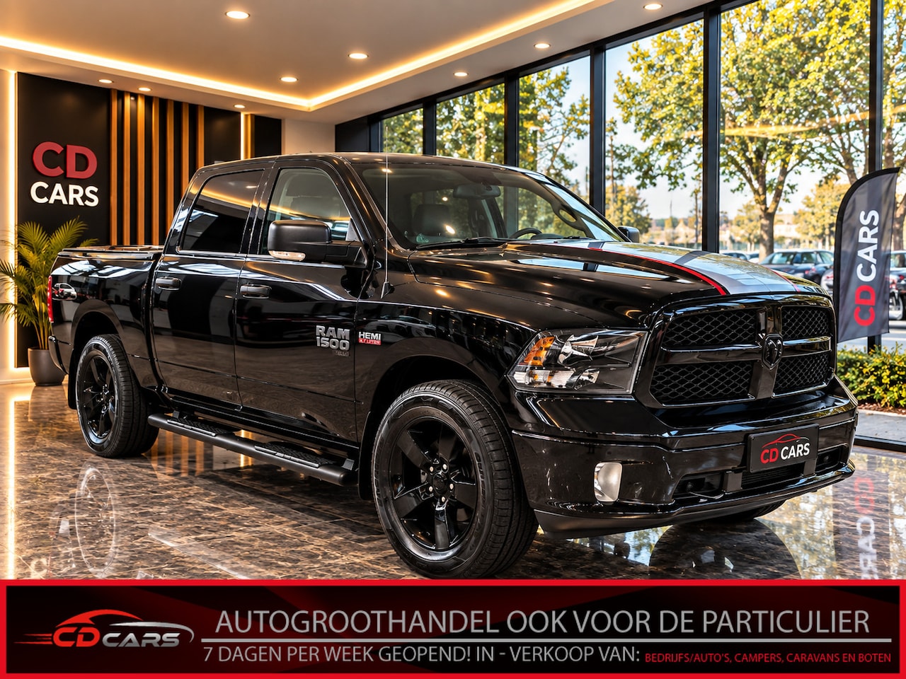 Dodge Ram 1500 - 5.7 V8 4x4 Crew Cab Big Horn Schuifdak, Leder, Camera, Navi, Cruise control, Verstelbare s - AutoWereld.nl