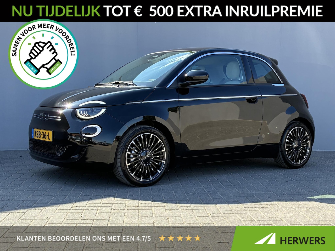 Fiat 500e - La Prima 42 kWh / SOH 94% / Apple Carplay/Android Auto / Achteruitrijcamera / Adaptieve Cr - AutoWereld.nl