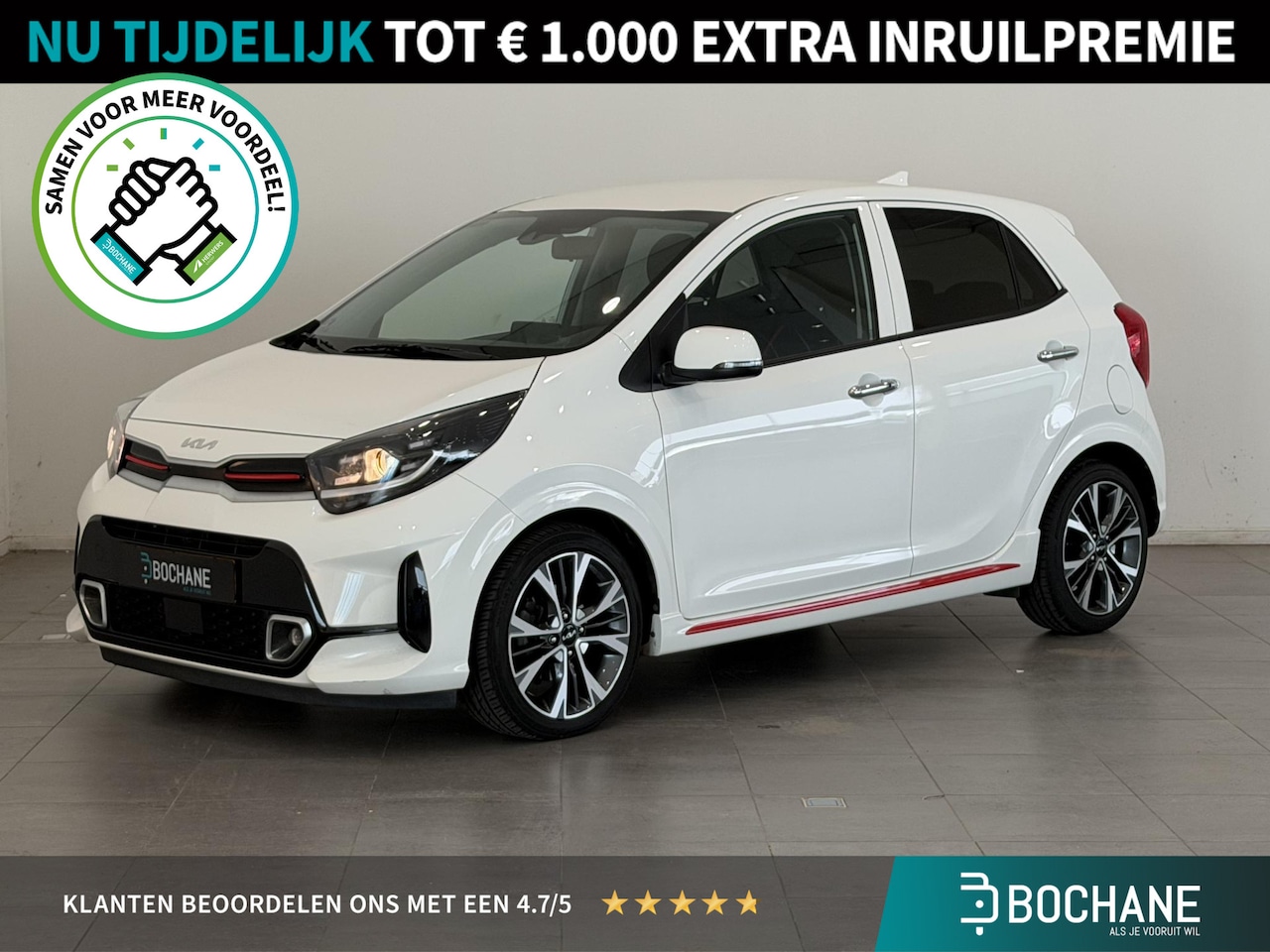 Kia Picanto - 1.2 CVVT GT-Line | Leder | Keyless | Stoel- & Stuurverwarming | Achteruitrijcamera met Par - AutoWereld.nl