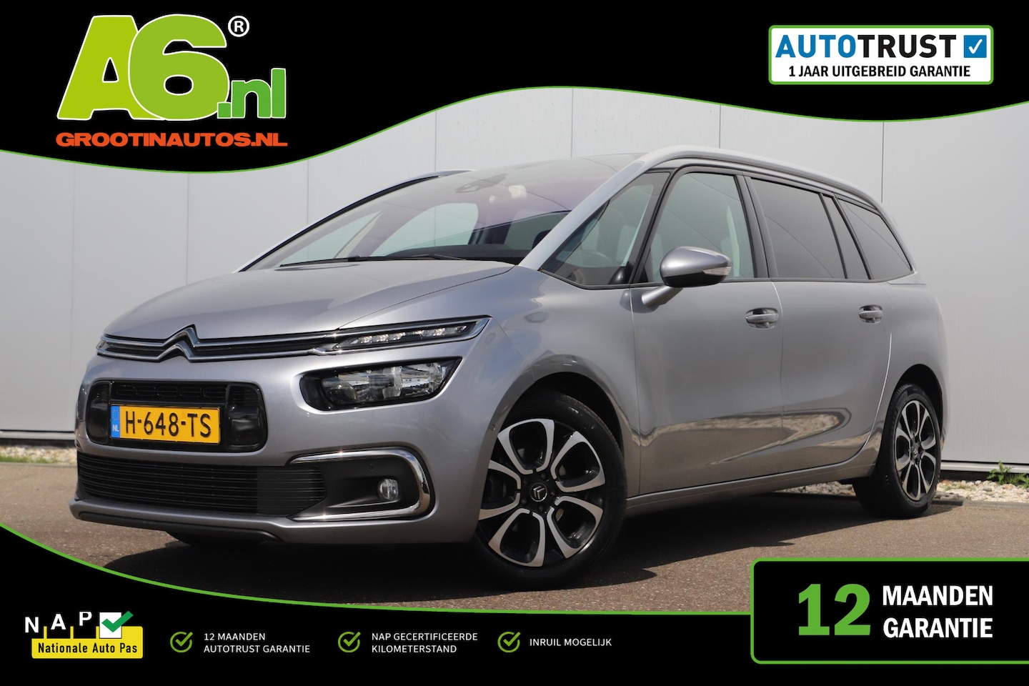 Citroën Grand C4 SpaceTourer - 1.2 PureTech Business 7p 7 Persoons Navigatie Achteruitrijcamera Clima Cruise Getint Glas - AutoWereld.nl