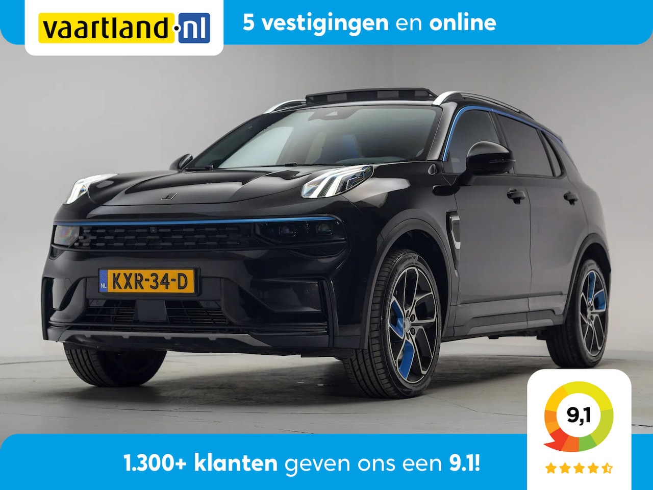 Lynk & Co 01 - 1.5 PHEV MY23 Zwart 6,6kWh [ Soh 94,5% | Zwarte hemel 360°cam Pano Apple/Android Navi ] - AutoWereld.nl