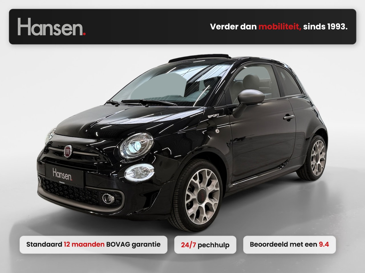 Fiat 500 C - 1.0 Hybrid Sport I Cabrio I Cruise Control I Airco I CarPlay I Xenon I Leder I - AutoWereld.nl