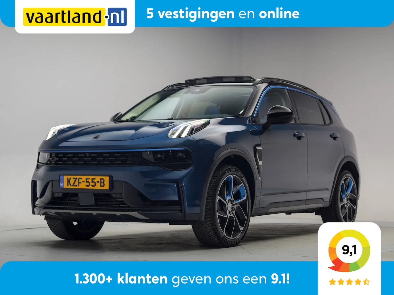 Lynk & Co 01 - 1.5 PHEV MY22 Blauw 6,6 kWh [ SoH 94,8% | Apple/Android 360°cam Pano Navi ] - AutoWereld.nl