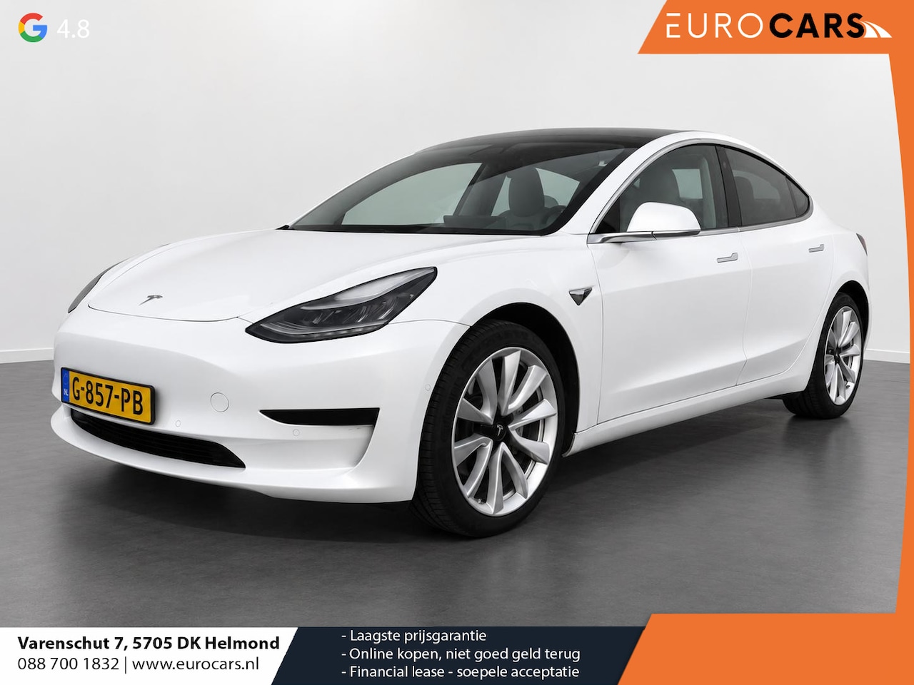 Tesla Model 3 - Standard RWD Plus 60 kWh Autopilot Airco Leder Panoramadak PDC VA Camera 19" Sport Wheels - AutoWereld.nl