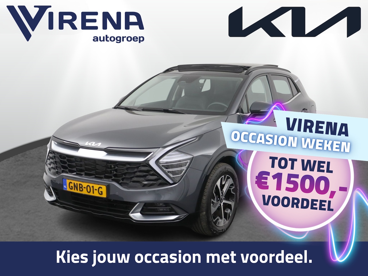 Kia Sportage - 1.6 T-GDi Hybrid DynamicPlusLine - Kantel/Schuifdak - Stoel en stuur verwarming - Parkeers - AutoWereld.nl