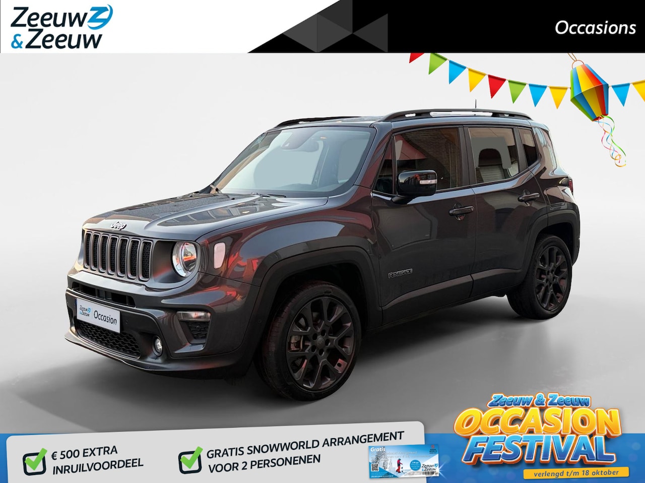 Jeep Renegade - 1.5T e-Hybrid S 190PK AUTOMAAT | Black line| Lichtmetalen velgen| Parkeer sensoren V\A| Na - AutoWereld.nl