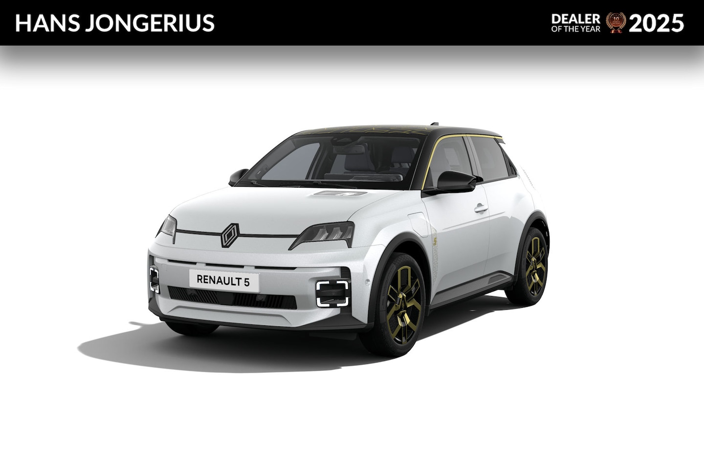 Renault 5 - Techno | Achteruitrijcamera | Dakstriping partern gold | Draadloze telefoonoplader met mag - AutoWereld.nl