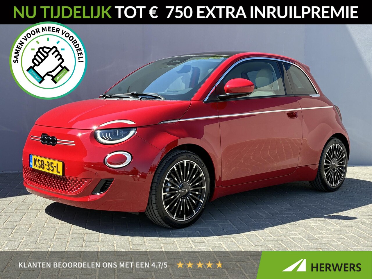 Fiat 500 - La Prima 42 kWh / SOH 93% / Apple Carplay/Android Auto / Achteruitrijcamera / Adaptieve Cr - AutoWereld.nl
