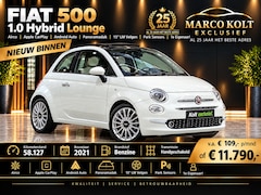 Fiat 500 - 1.0 Hybrid Lounge / Airco / Panoramadak / Park Sensors / 58000 KM / 15" LM Velgen / WW Gla