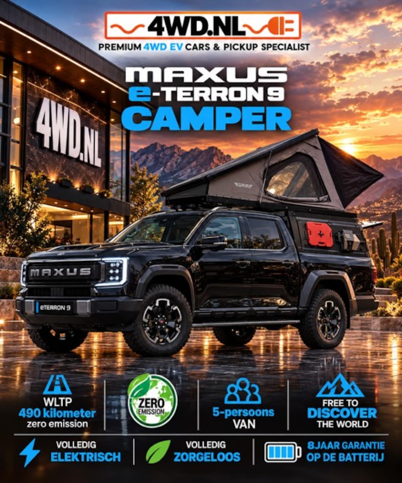 Maxus eTerron 9 - EV 4WD - 120- kWh Premium 5 pers VAN - V.A € 59.000 EXCL BTW / OPBOUW fiscaal zeer voordel - AutoWereld.nl