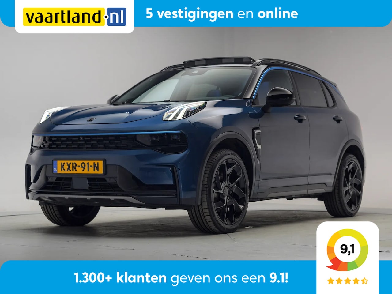 Lynk & Co 01 - 1.5 PHEV MY23 Blauw [ SoH 94,6% | Zwarte hemel 360ºcam Pano Navi ] - AutoWereld.nl