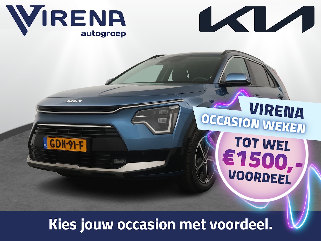 Kia Niro - 1.6 GDi Hybrid DynamicPlusLine - Stoel/-Stuuverwarming - Schuif-/Kanteldak - Elektrische A - AutoWereld.nl