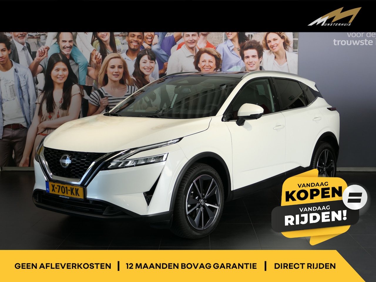 Nissan Qashqai - 1.3 MHEV Xtronic Tekna *1.800kg trekgewicht!* - Occasion Lease vanaf €509 p/m - Panoramada - AutoWereld.nl