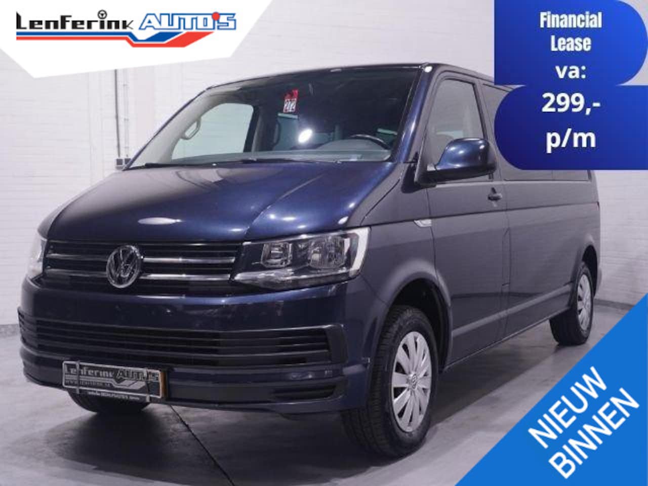Volkswagen Transporter - 2.0 TDI 150 pk Dubbel Cabine Airco, Leder Zwart Cruise control, Trekhaak, 5-Zits - AutoWereld.nl