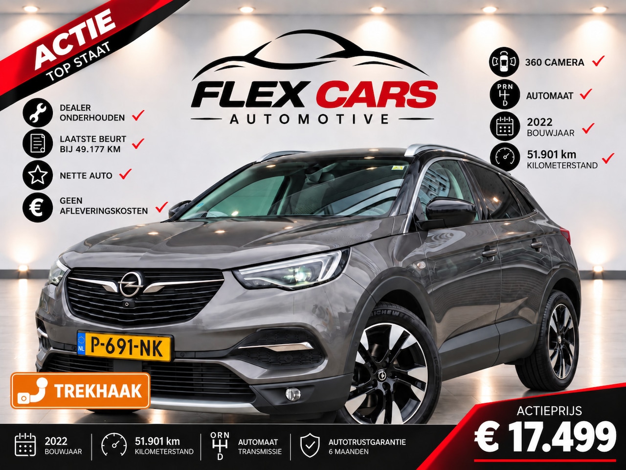 Opel Grandland X - 1.2 Turbo Ultimate|Dealer Onderhouden|Stuurverwarming|Stoelverwarming|Trekhaak|360Achterui - AutoWereld.nl