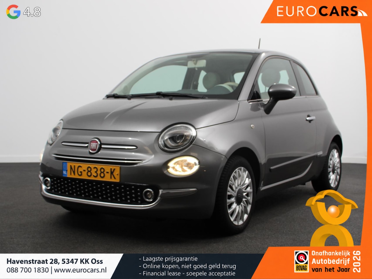 Fiat 500 - 1.2 Lounge Panorama dak Airco Parkeer sensoren Lichtmetalen Velgen Bluetooth - AutoWereld.nl