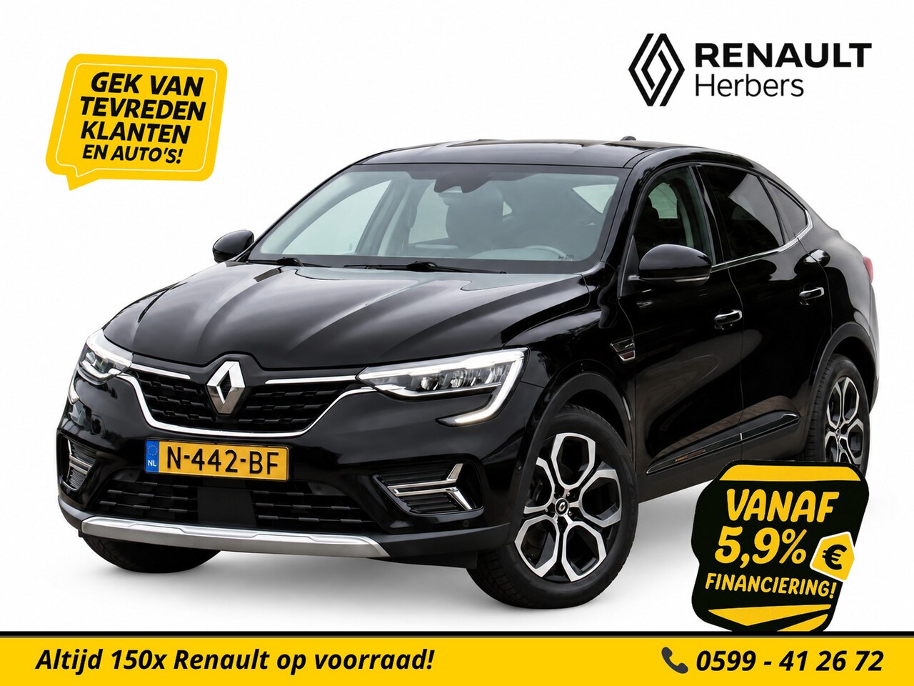 Renault Arkana - 1.6 E-Tech Hybrid 145 Intens GROOT NAVI / CLIMATE / CAMERA / ADAPT CRUISE - AutoWereld.nl