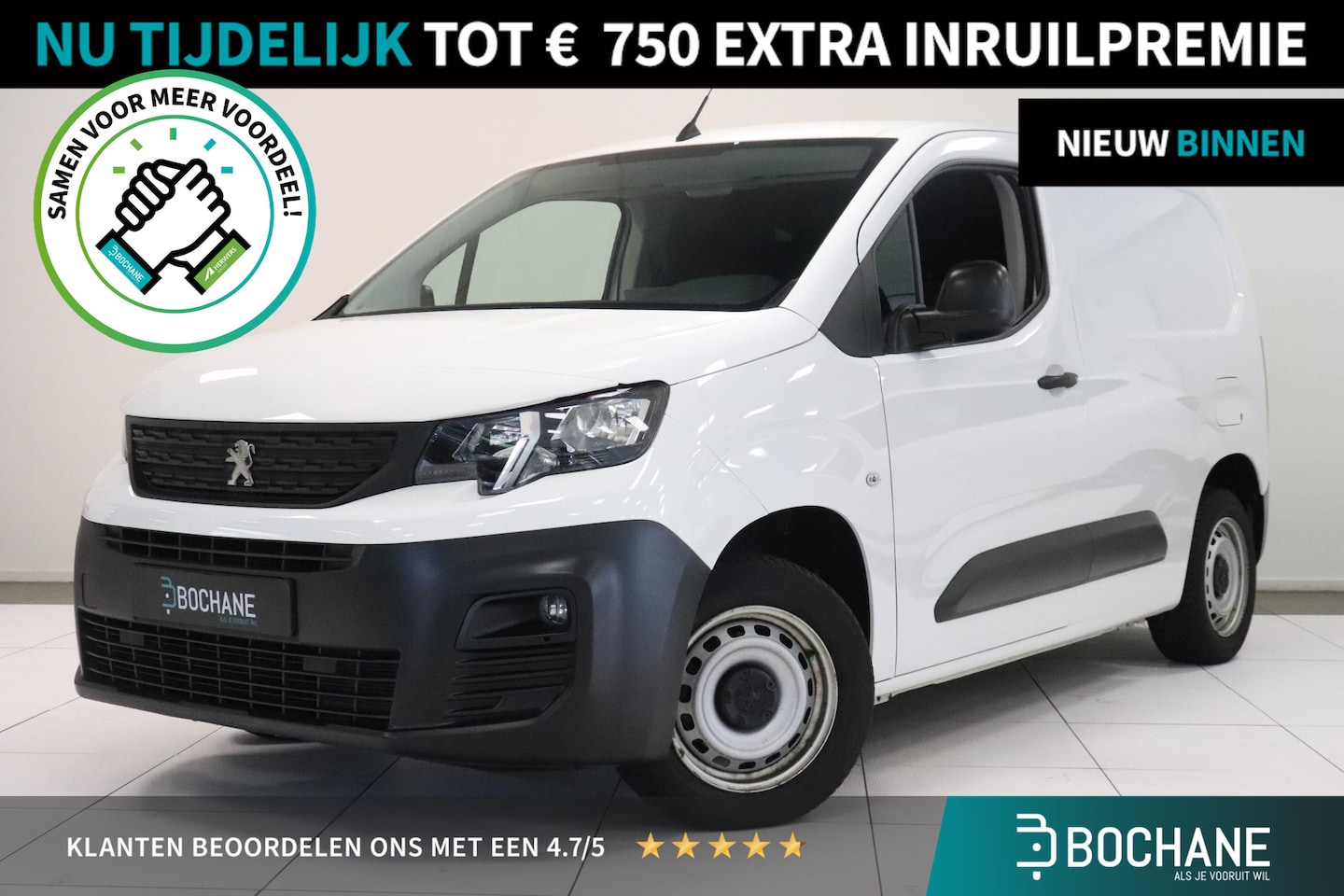 Peugeot Partner - 1.5 BlueHDI Premium | Airco | Cruise control | Parkeersensoren | ApplCarplay AndroidAuto n - AutoWereld.nl