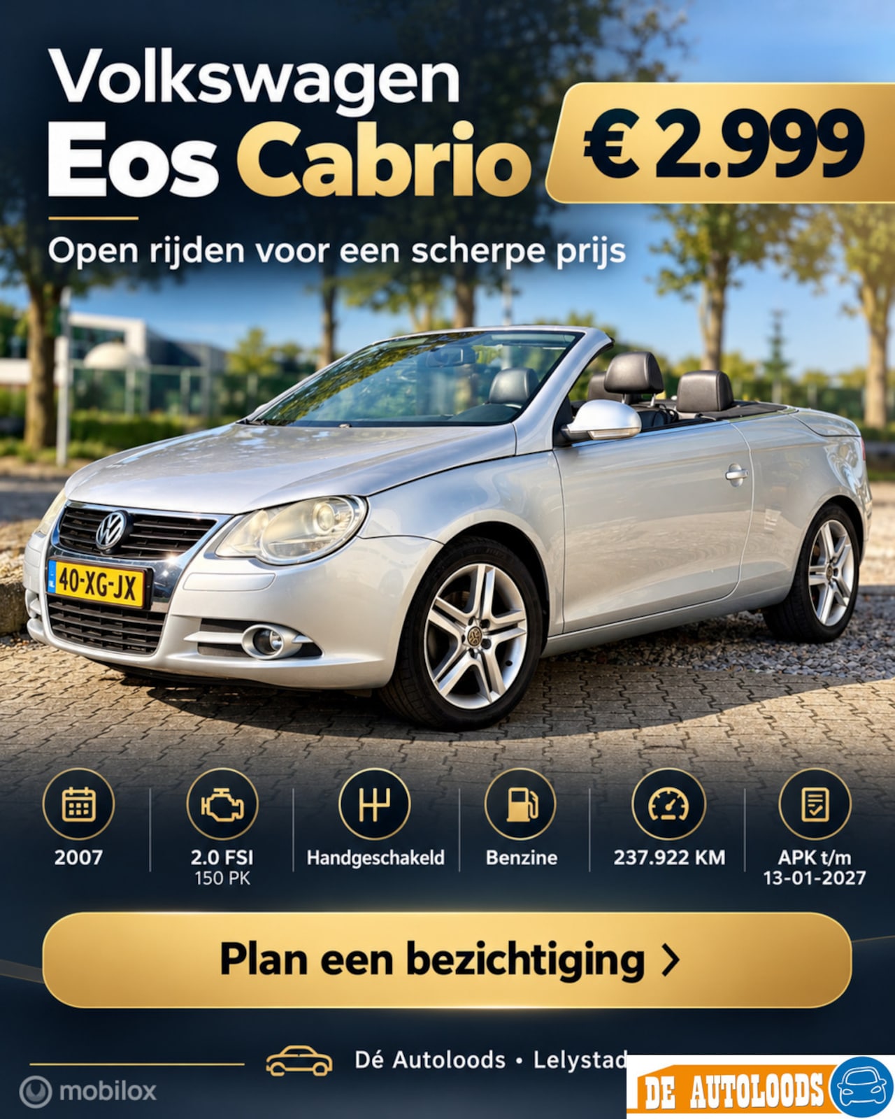 Volkswagen Eos - Sport 2.0-16v FSI Apk 18-01-2027 - AutoWereld.nl