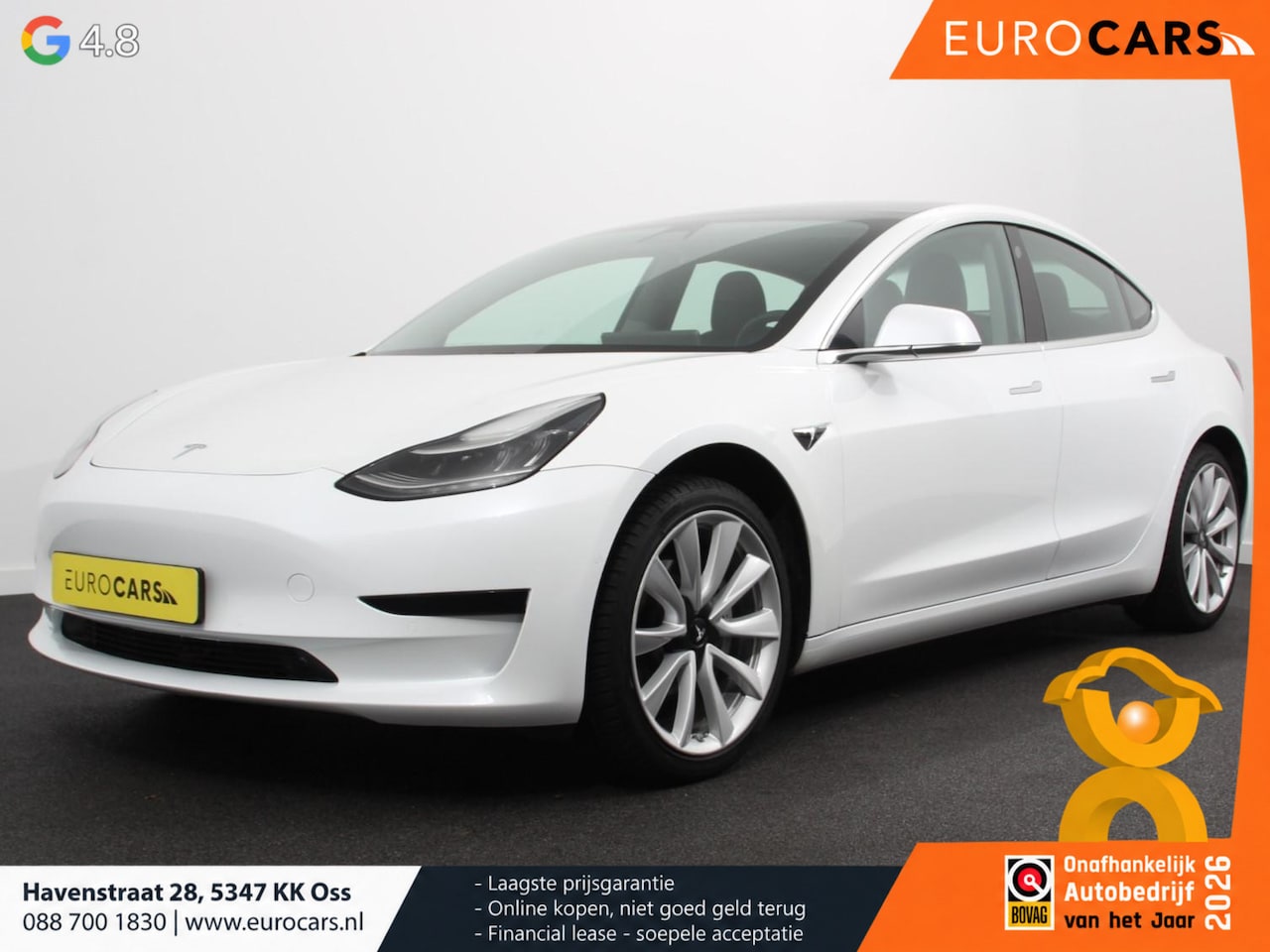 Tesla Model 3 - Standard RWD Plus 60 kWh Panorama dak Navigatie Leder Parkeersensoren Camera 19" Sport Whe - AutoWereld.nl