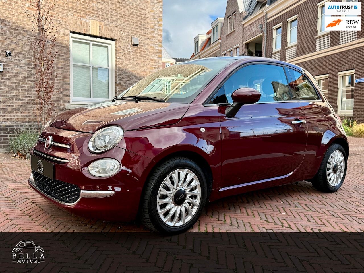 Fiat 500 - 0.9 TwinAir Lounge | RIJKLAARPRIJS | Unieke Bordeaux Kleur | Panoramadak | Navigatie | NAP - AutoWereld.nl