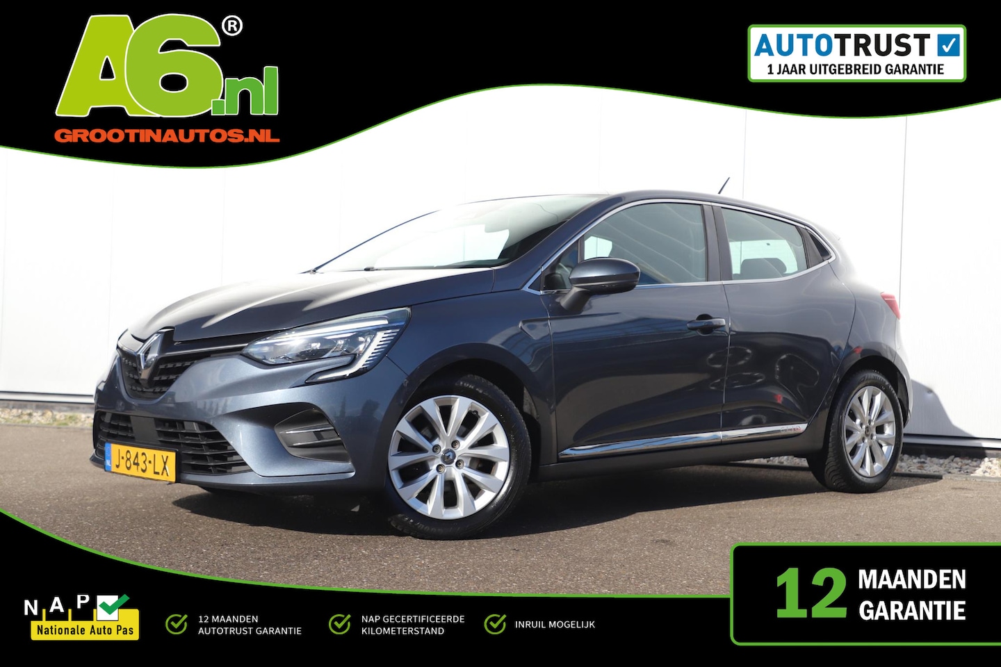 Renault Clio - 1.0 TCe Intens Half Leder Navigatie Carplay Android Climate Cruise Control Rijstrooksensor - AutoWereld.nl