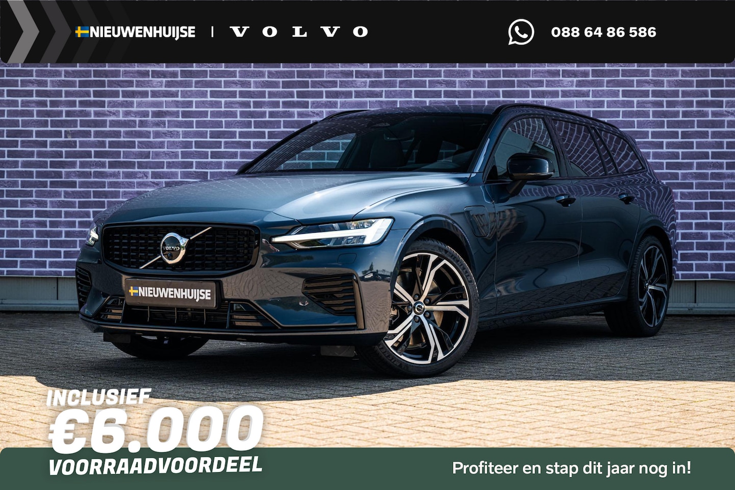 Volvo V60 - T6 Plug-in hybrid AWD Ultra Dark | Google | Long Range | Schuif-/Kanteldak | Adaptieve Cru - AutoWereld.nl