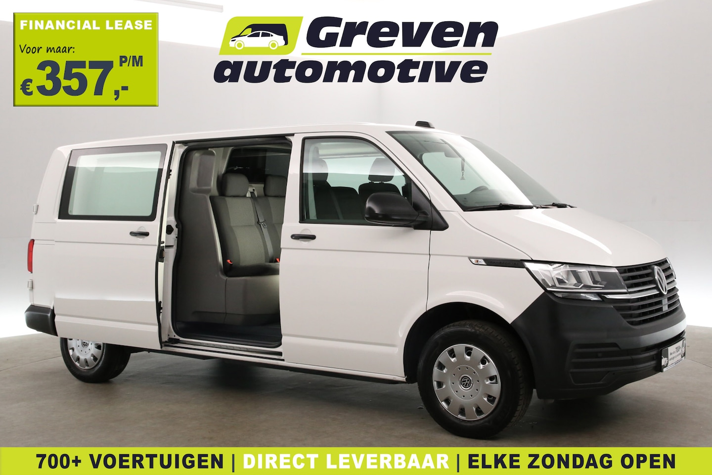 Volkswagen Transporter - 2.0 TDI L2H1 | DC | 6 Zits | Airco | Cruise | Carplay | 2xSchuifdeur | Trekhaak | Parkeers - AutoWereld.nl
