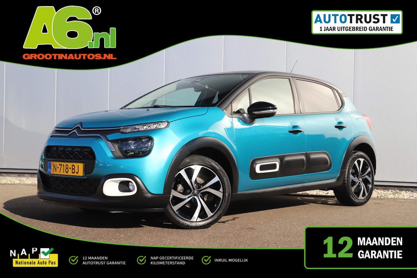 Citroën C3 - 1.2 PureTech Shine 17 inch LMV Navigatie Achteruitrijcamera Stoelverwarming Carplay Androi - AutoWereld.nl