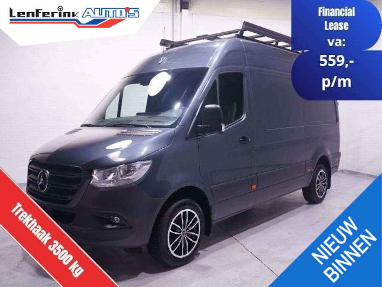 Mercedes-Benz Sprinter - 319 CDI 190 pk Aut. L2H2 Navi, Trekhaak 3.500 kg Imperiaal met Trap, 18" LMV, Camera, Crui - AutoWereld.nl
