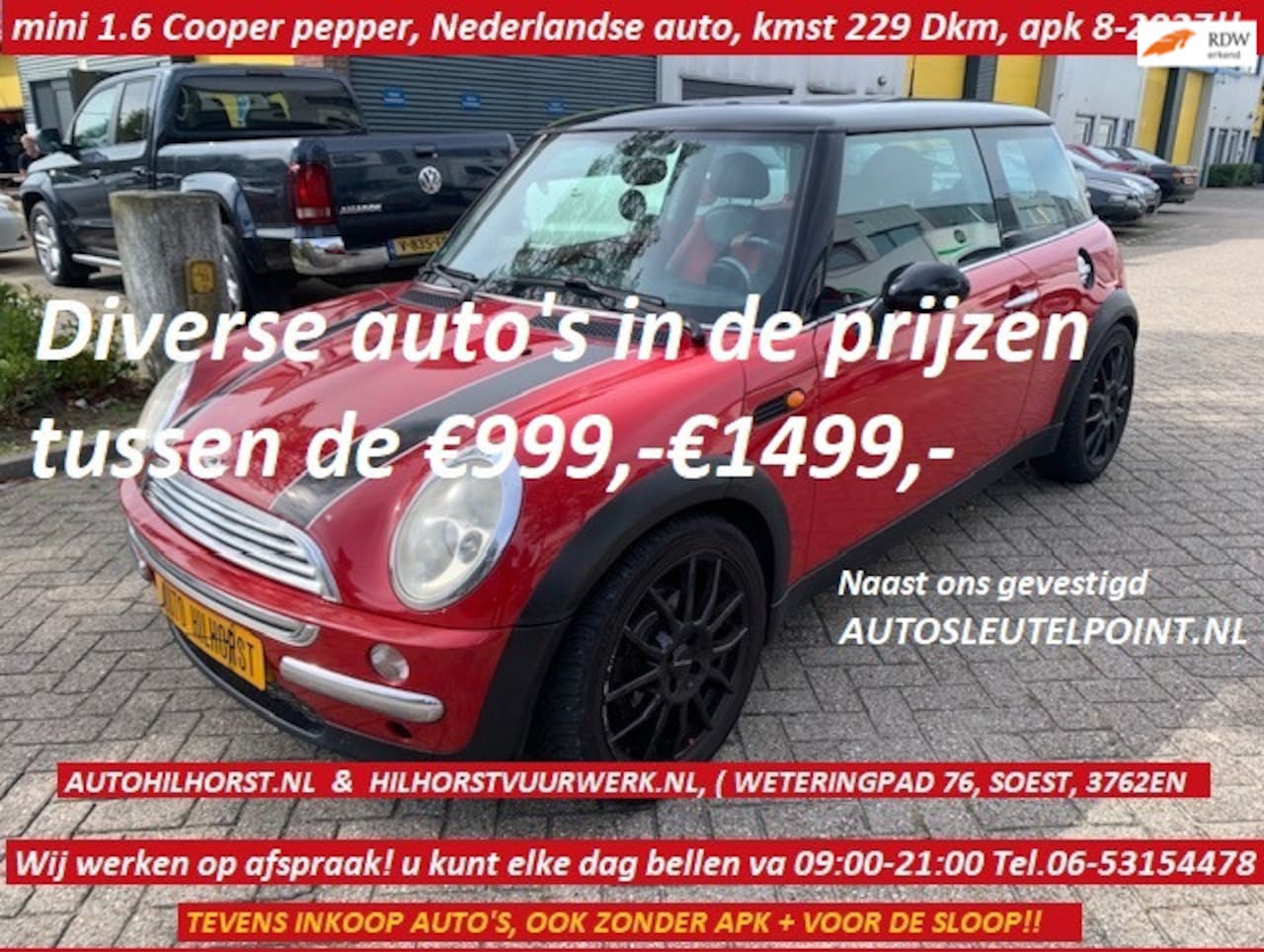 MINI 3-Deurs - 1.6 Cooper Pepper, Leuke Nederlandse mini Cooper, kmst 229 DKM-NAP /div tussen €999,-€1499 - AutoWereld.nl