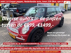 MINI 3-Deurs - 1.6 Cooper Pepper, Leuke Nederlandse Cooper, kmst 229 DKM-NAP /div tussen €999, -€1499,