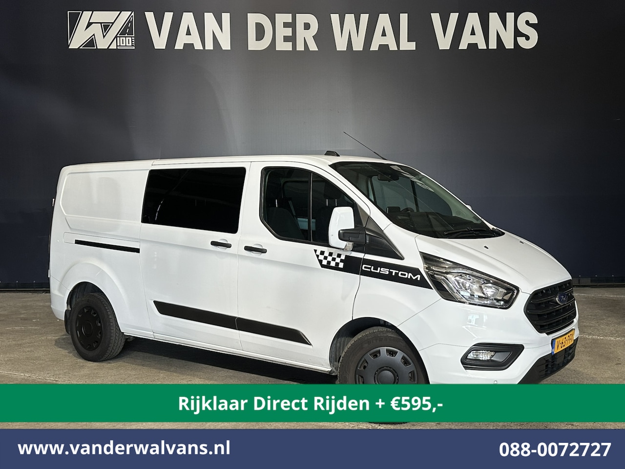 Ford Transit Custom - 2.0 TDCI 170pk L2H1 Dubbele Cabine Euro6 *Rijklaar Direct Rijden* Airco | 5-Zits | 2x Zijd - AutoWereld.nl