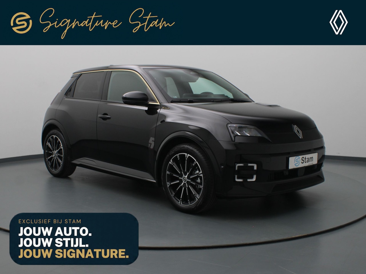 Renault 5 - "Signature Stam" comfort range iconic cinq 52 kWh Leder Paris Cognac | openR-link infotain - AutoWereld.nl