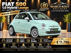 Fiat 500 - 1.0 Hybrid Lounge Airco / Apple Carplay / Android Auto / 15" LM Velgen / Park Sensors / 1e