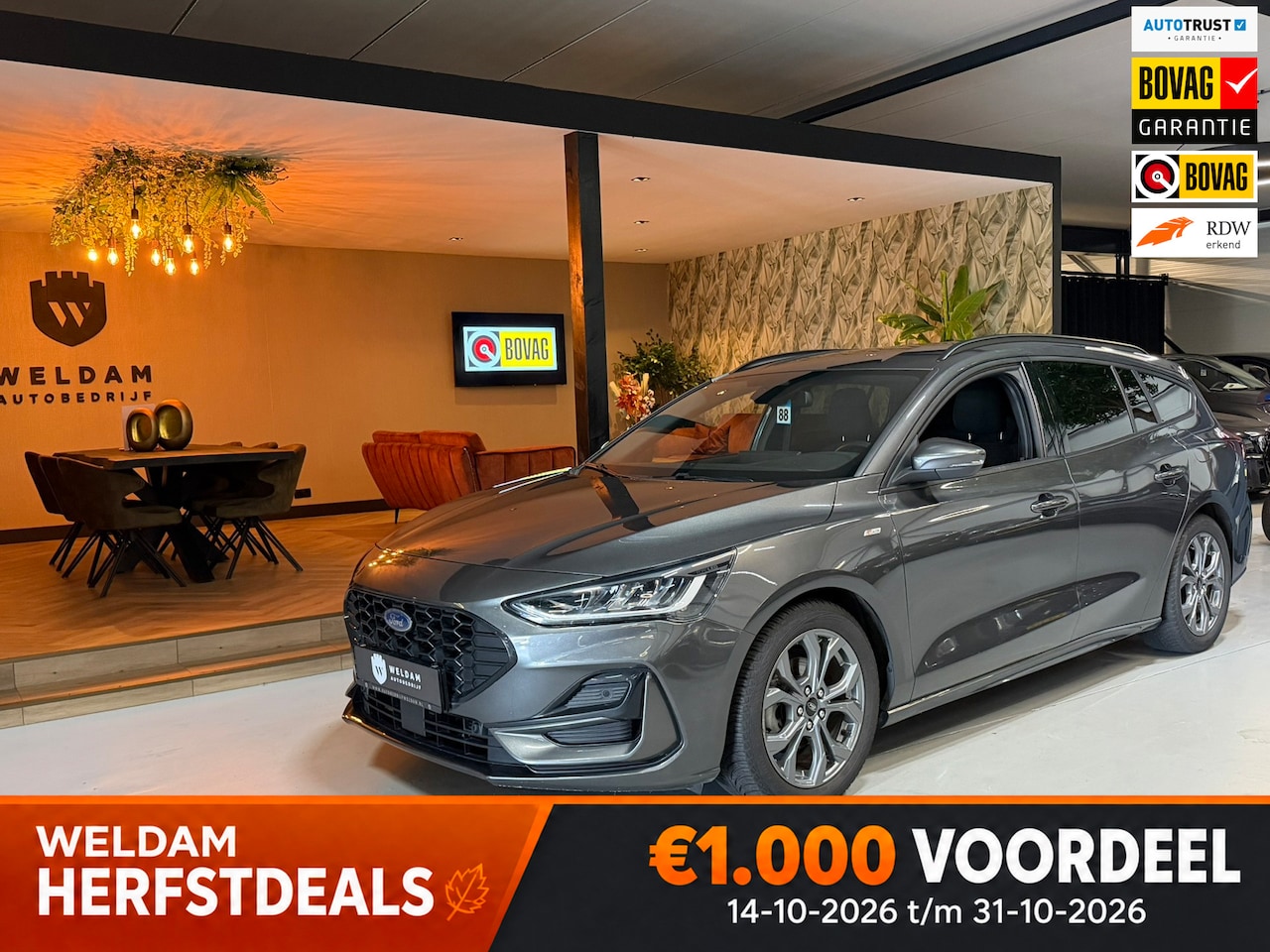 Ford Focus Wagon - 1.0 EcoBoost Mild-Hybrid ST-Line Garantie|StuurVW|StoelVW|CarPlay|Navi|LED|PDC|Rijklaar - AutoWereld.nl
