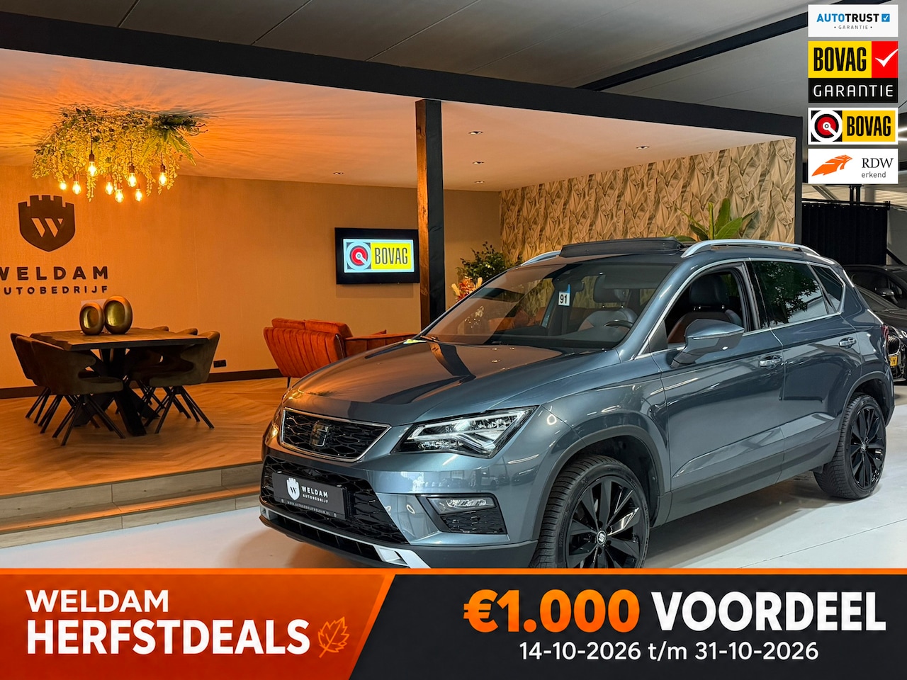 SEAT Ateca - 1.5 TSI Xcellence Garantie|Pano|Alcantara|19" Velgen|360° Camera|Keyless|Sfeerverlichting| - AutoWereld.nl
